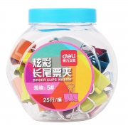 得力8558长尾票夹(混)(25只/桶)